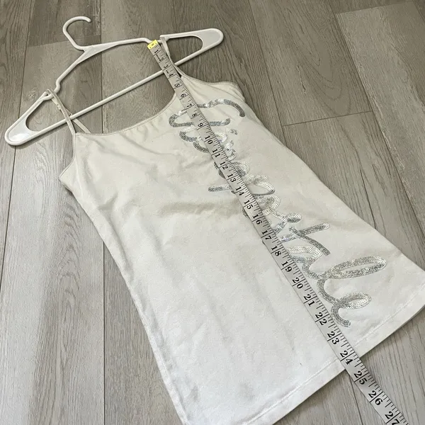 Aeropostale Y2K Tank Top sequin cursive cami womens White medium vintage kidcore - Image 5