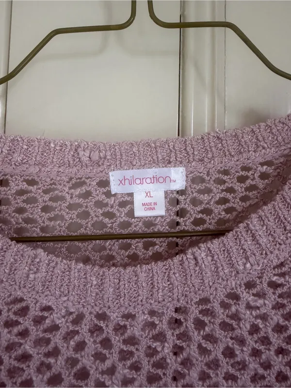 Pink Open-Knit Sweater - Image 3