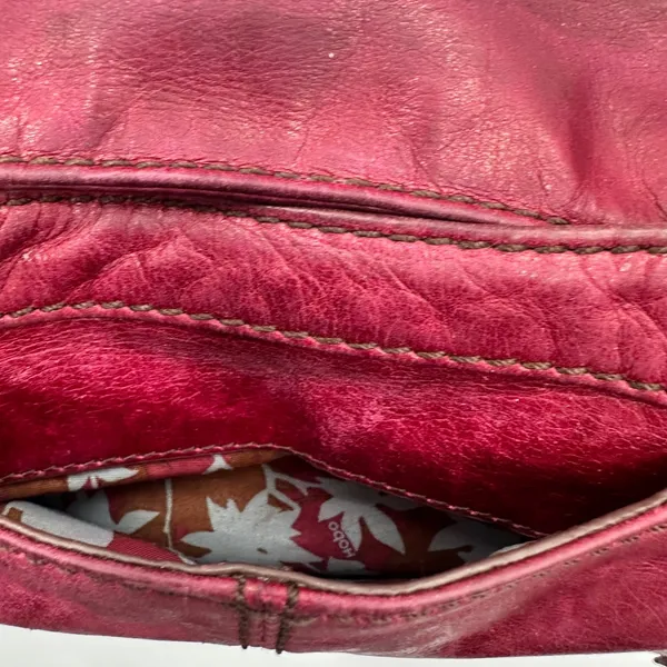 Hobo International Red Leather Shoulder Bag Zip Top Hobo Purse Handbag Berry - Image 3