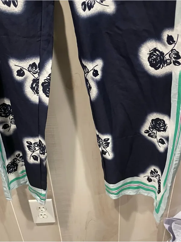 Cute silky classic navy roses mint striped Victoria’s Secret pajama pants cozy - Image 7