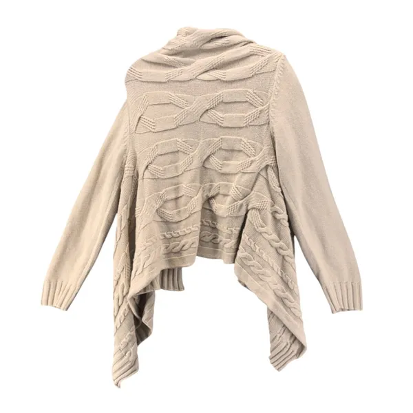 April Cornell Open Cardigan Medium Cream Wool Waterfall Wool Blend Cable Knit - Image 3