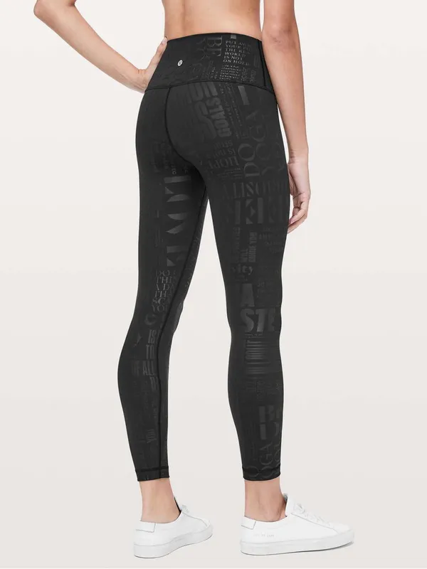 Lululemon Wunder Under‎ 25 Leggings 8 20YR Manifesto Embossed Black Luxtreme - Image 2