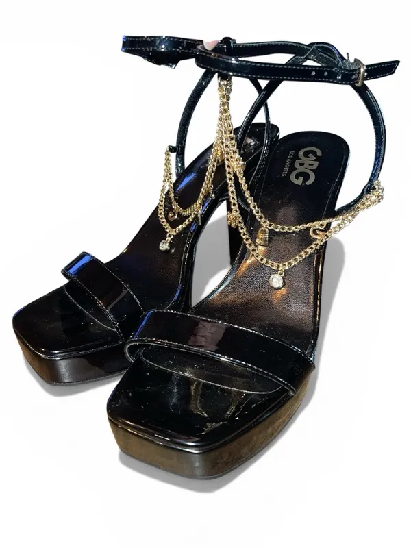 NEW GBG Black Platform Heels with Gold Charms Size 8.5 - Image 2