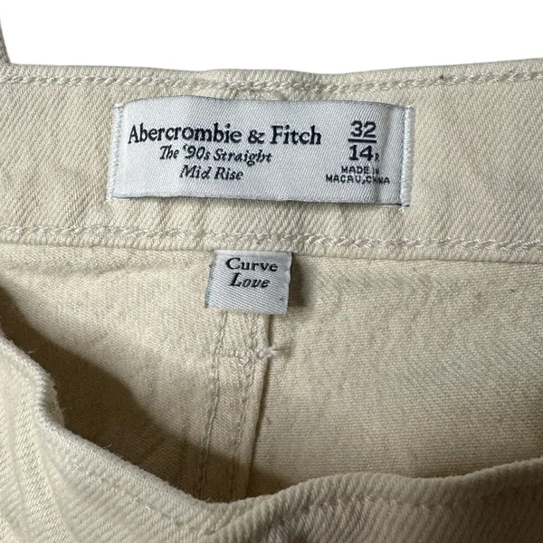 Abercrombie Curve Love 90s Straight Cream Ivory Jeans 32 14R - Image 7