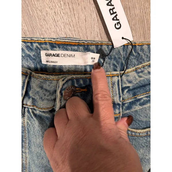 Garage Denim Ample‎ Baggy Cargo Jeans Light Wash Size 3 26 Grunge Streetwear - Image 4