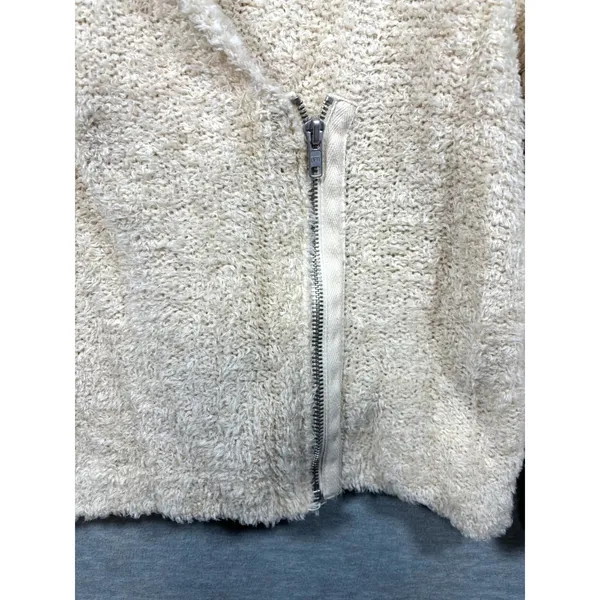 Free People Womens S Sweater Wool Blend Cream Fuzzy Jacket Asymmetrical Zip‎ - Image 4