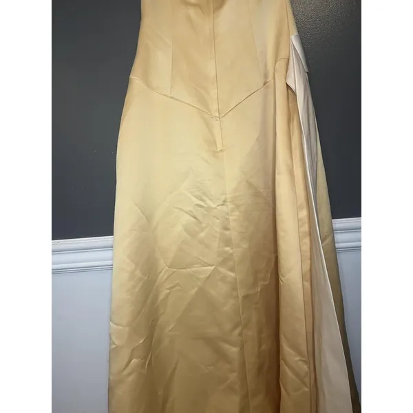 Eden Maids Dress Womens 6 Yellow Strapless Satin Sheath Maxi Bridesmaid Gown - Image 6