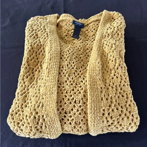 Daytrip Crochet Open Front Cardigan Butterscotch Lrg Cozy Relaxed Soft Grannycor - Image 2