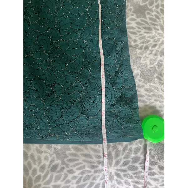 LOFT Lace Floral Cami‎ Small Dark Green Camisole Top Metallic Office Shell Work - Image 5