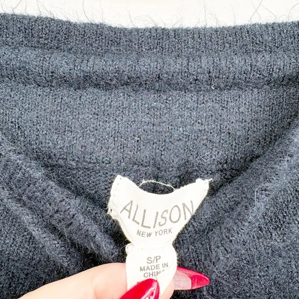 Allison New York Womens Navy Blue Wool Blend Tassel Knit Joggers Pants Size S - Image 4