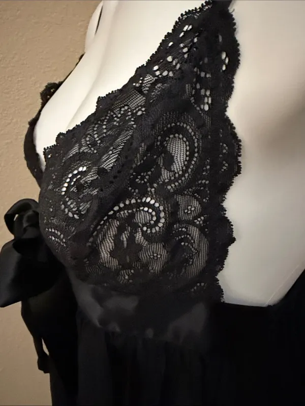 Victoria's Secret Black Lace & Chiffon Babydoll - Image 4