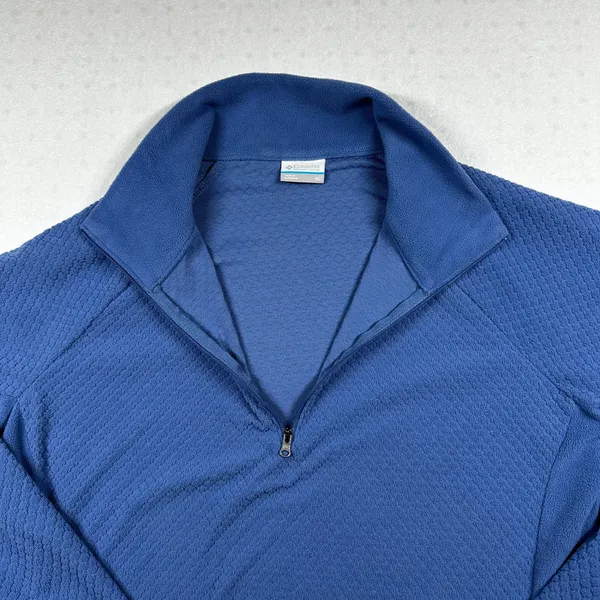 Columbia Fleece Pullover Quarter Zip Blue XL Textured Outdoor Jacket - Image 3