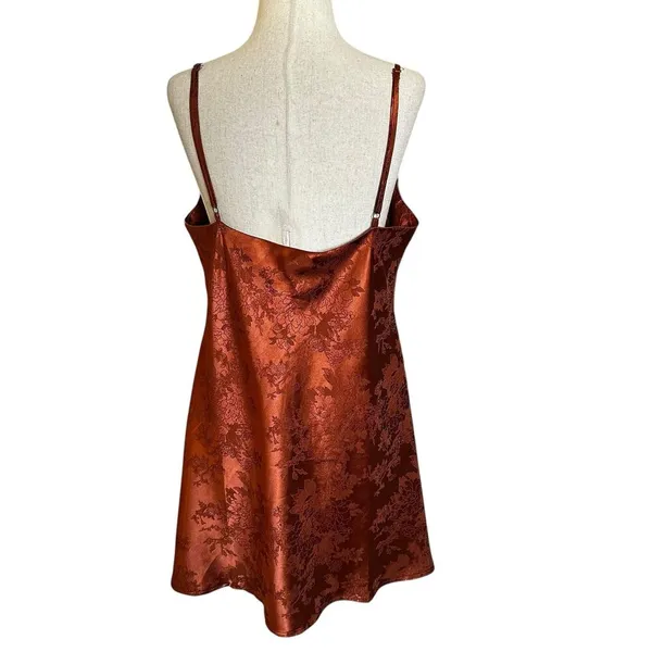 Princess Polly Brown Satin Flowers Mini Dress Women Size 12 NWT | 12-16 - Image 2