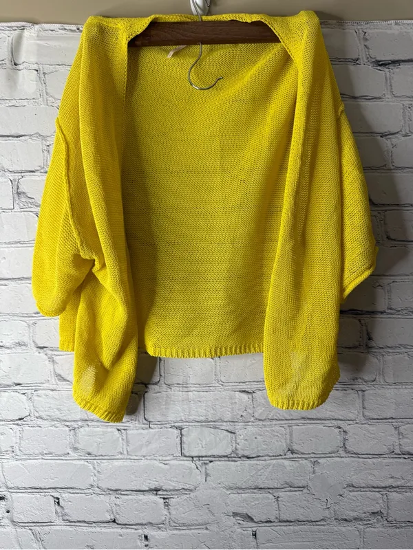 Free People Sunny Yellow Open-Front Knit Cardigan size small - Image 3