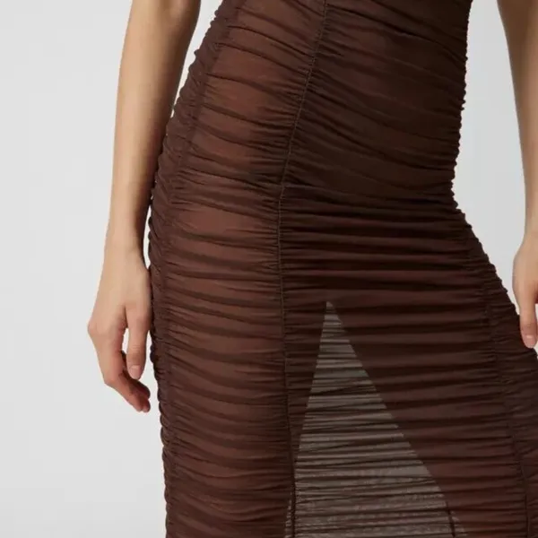 Urban Outfitters Mia Sheer Mesh Ruched Midi Dress. - Image 2