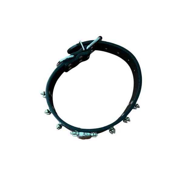 Source Unknown Black Faux Leather Skull Spiked Choker Collar Necklace Gothic Punk Biker 20 In - Image 4