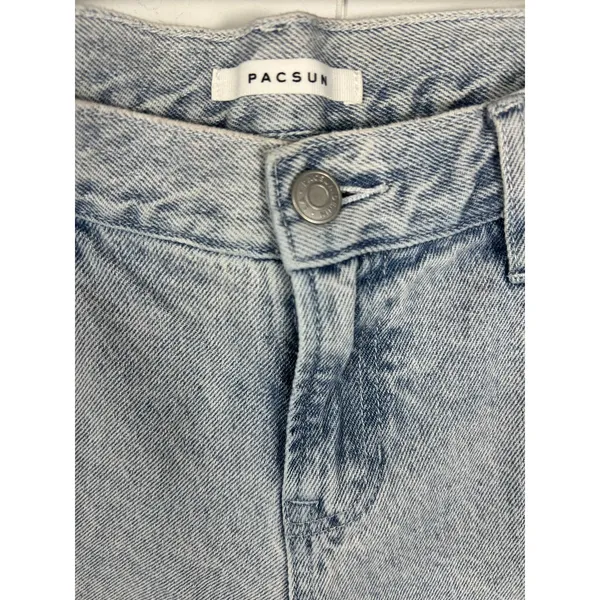Pacsun Eco Light Blue Frayed Low Rise Straight Leg Jeans Medium Indigo Size 28 - Image 6