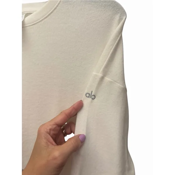 Alo Yoga Soho Pullover Women Size XS Ivory Longsleeve Crew Neck Sweater #T3-2 - Image 3