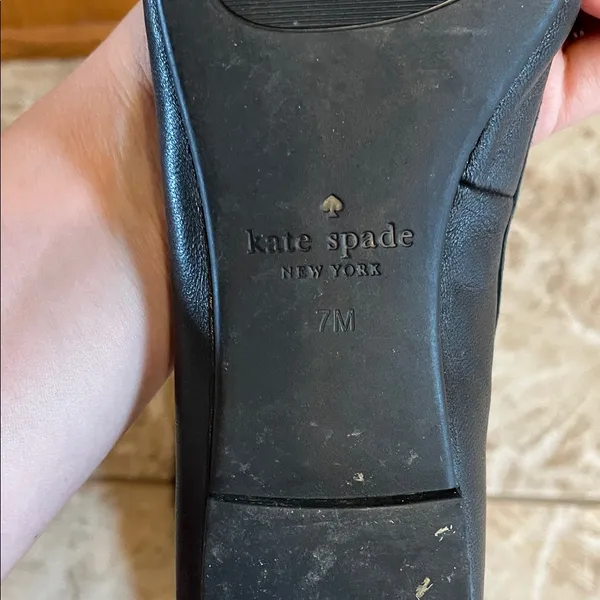 Kate Spade Black Leather Flats with Fringe & Gold Accents - Size 7 - Image 11