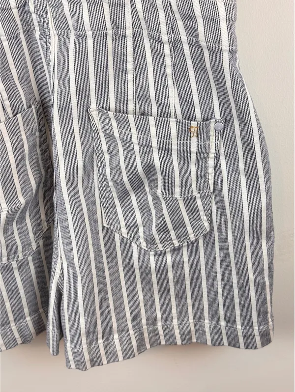 Pilcro Anthropologie The Kit Utility Romper Size 12 Blue White Stripe Cotton - Image 11