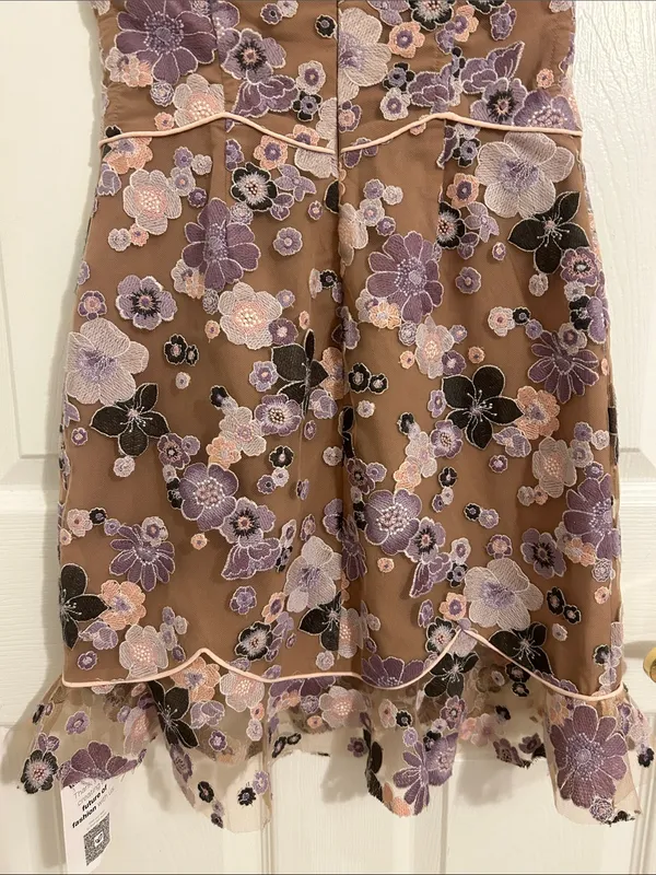 For Love And Lemons Posy Embroidered Mini Dress Purple Morning Bloom New Size XS - Image 10