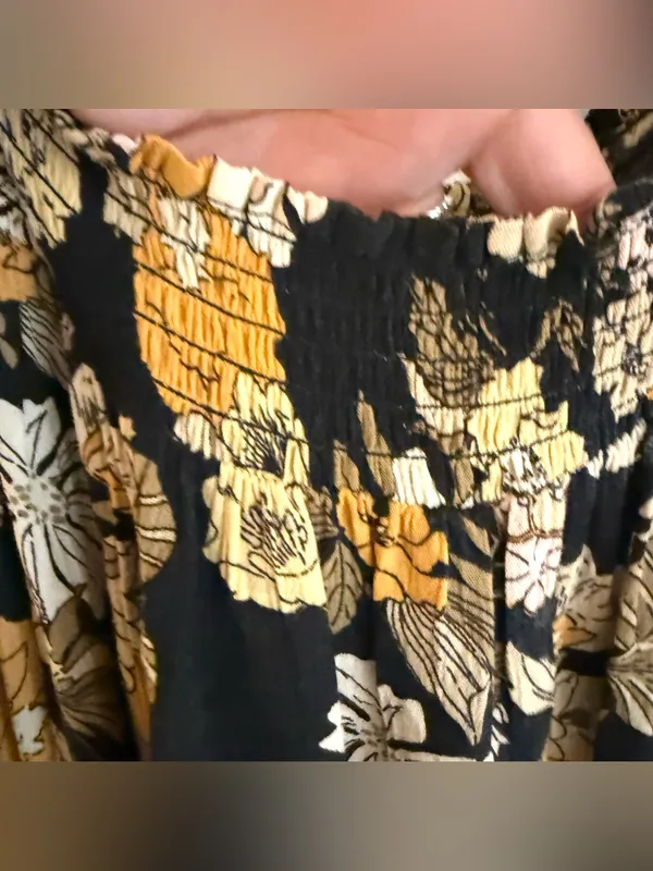 Natural Life Womens Dress Black Yellow Floral Flutter Sleeve Size Large - Image 9