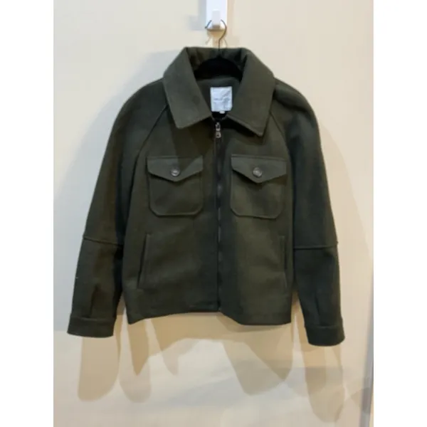 Avec‎ Les Filles Women Size Large Zip Up Utility Jacket Pockets Olive Green - Image 2
