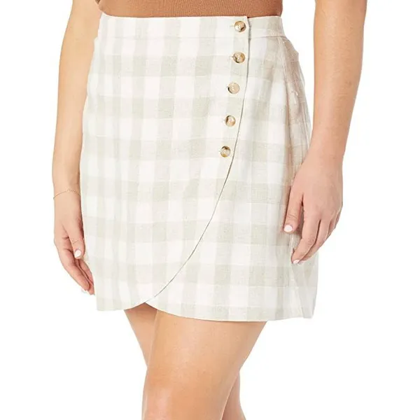 Madewell Linen‎ Blend Tulip Hem Mini Skirt NWT Size 6 Gingham Minimalist Casual - Image 12