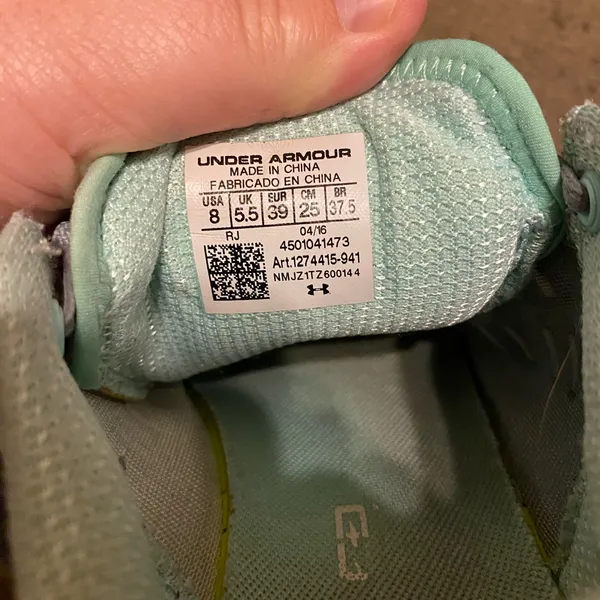 Under‎ Armour Womens Charged Core 1274415-941 Gray Green Sneakers Size 8 Running - Image 5