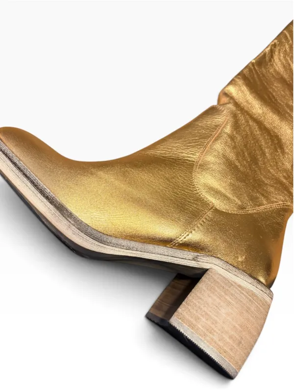 Free People Essential Tall Slouch Boots Metallic Gold Size 38 - Image 9