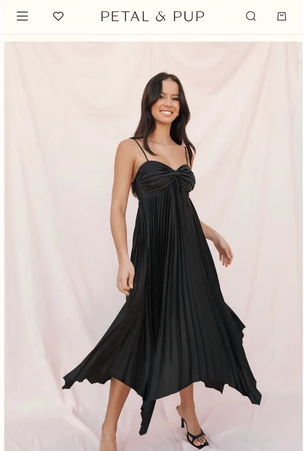 Petal & Pup Vikki Midi Black Satin Dress - Image 2