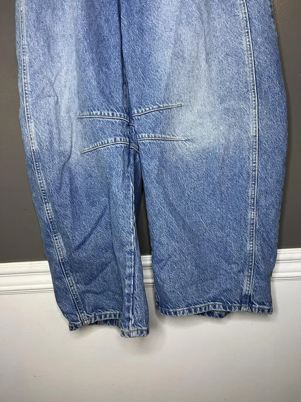 We The Free Wide Leg Jeans Womens 31 Light Wash Blue High Rise Seamed Denim - Image 3
