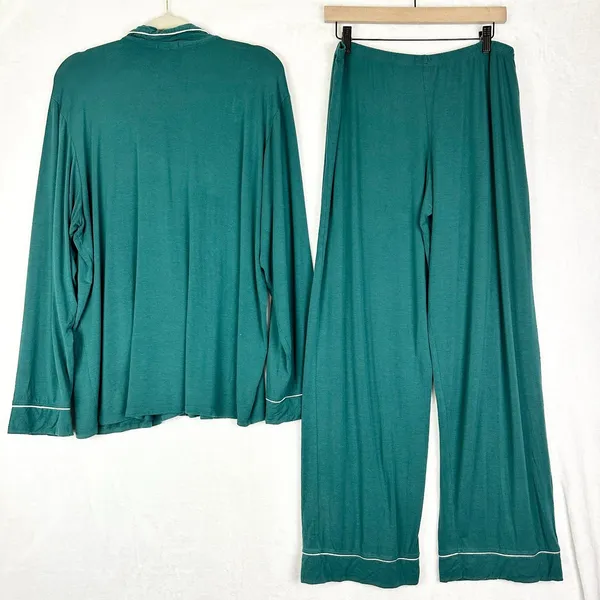 Eberjey Gisele Tencel Modal Long Pajama Set Size XL Evergreen - Image 4