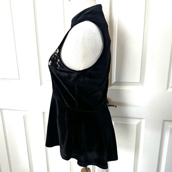 Sugar Lips Rebekah velvet sleeveless embroidered top - Image 2