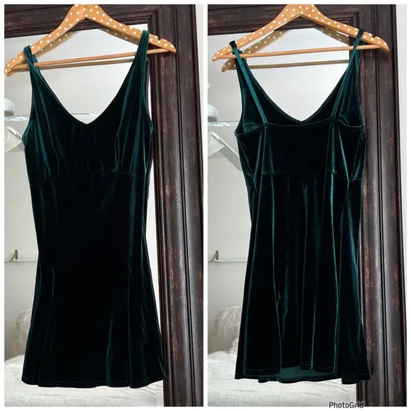 Victoria's Secret Vintage 90s Y2K Green Velvet Velour Nighty Dress Size S - Image 2