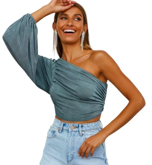 Hello Molly Adoring You One Shoulder Jersey Knit Crop Top Size 6 - Image 4