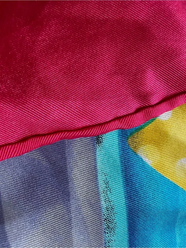 Vibrant Multicolor Hat Print Silk Scarf - Image 4