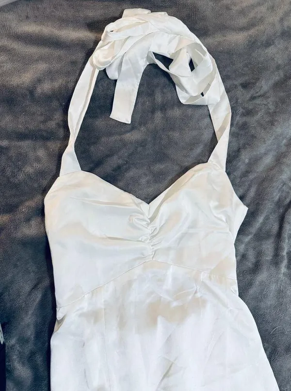 NWOT Show Me Your MuMu Mina Midi Dress Ivory Luxe Satin Size Small Formal - Image 8