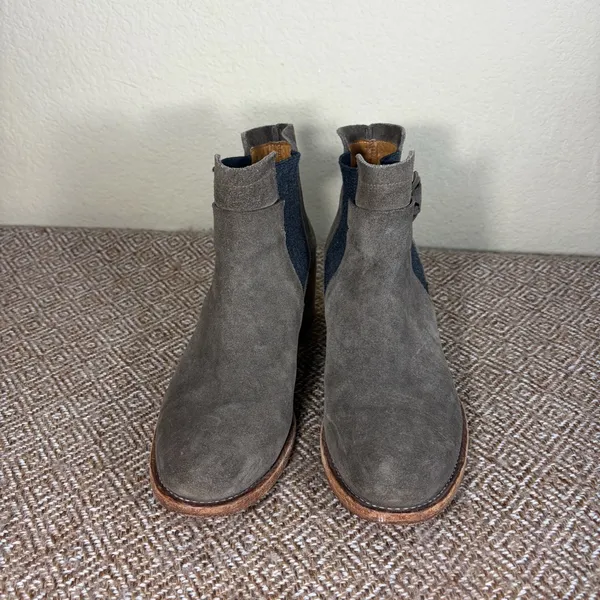 Alberto Fermani Gray Suede Ankle Boots Sz 7.5 Womens Western Casual Preppy - Image 2