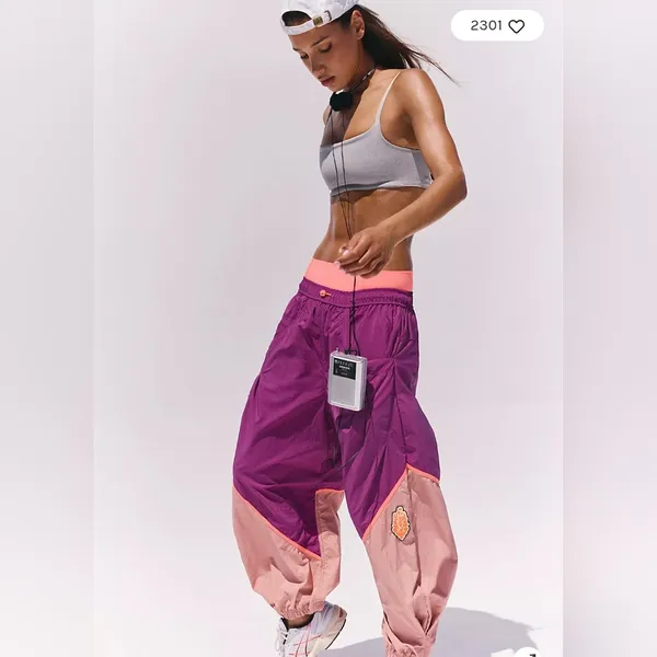 FP Movement by Free People Purple & Pink Colorblock Jogger Track Pants - Image 3
