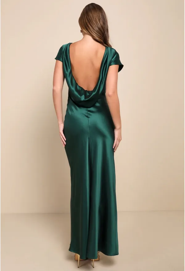 Forest Green Lulus Maxi Dress Backless - Image 2