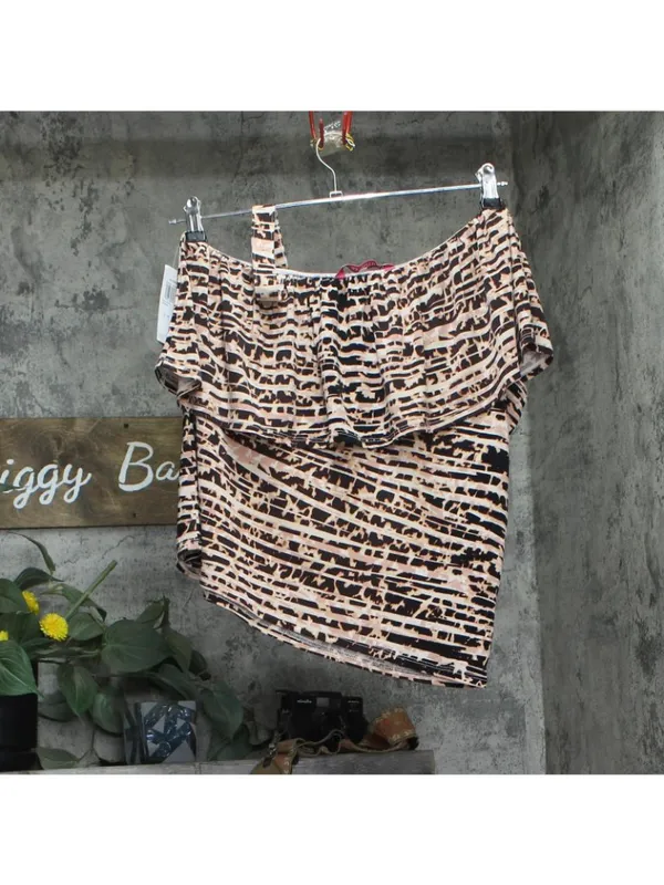 NWT Willow Drive Ruffled One-Sleeve Knit Top Safari Cheetah Brown Multi L - Image 3