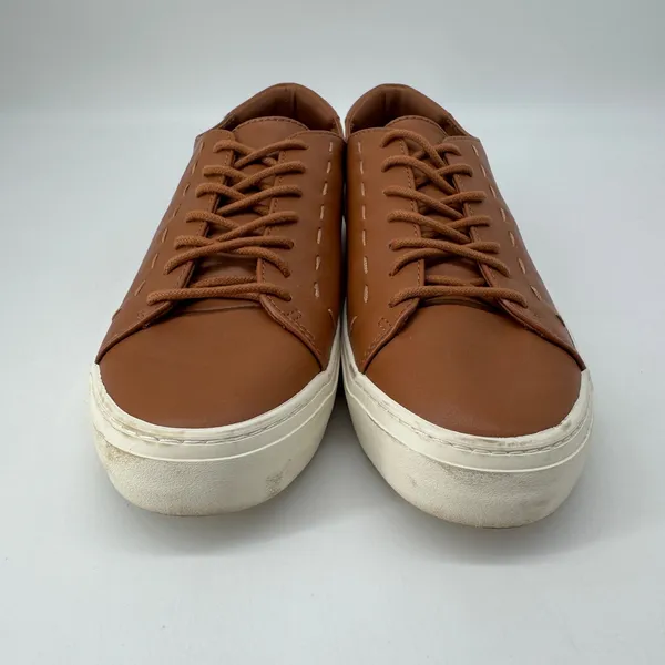 Universal Threads Sneakers Women 9.5 Brown Faux Leather Lace Up Stitched Detail - Image 2