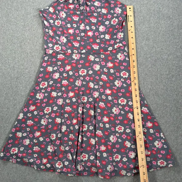 Free People Floral Halter Dress Women's Medium Sleeveless Swing Gray Pink Red - Image 6