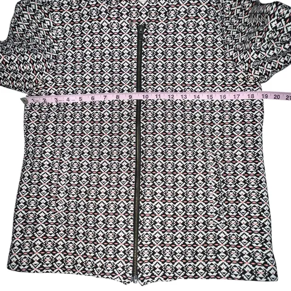 Marine Layer Jacket Womens M Black Geometric Tweed‎ Collarless Full Zip Tribal - Image 5