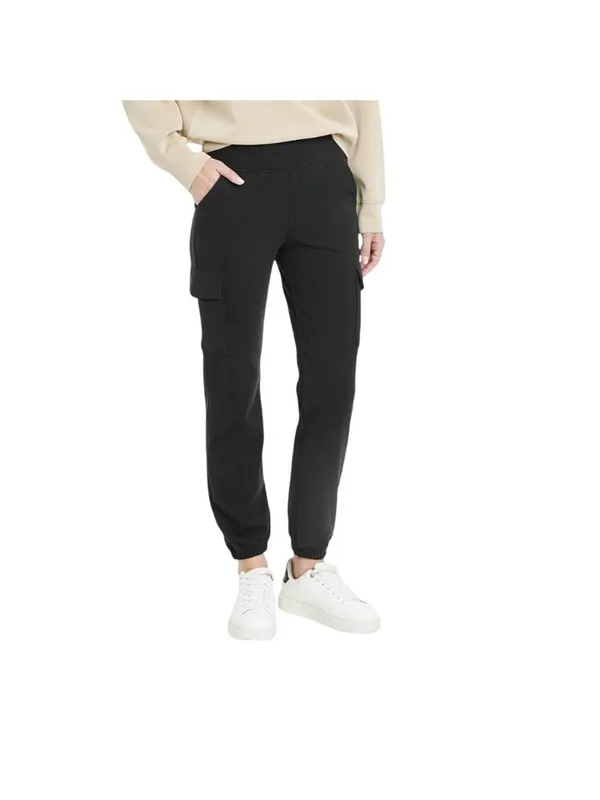 A New Day Womens Relaxed Fit Super Soft Cargo Joggers 88557479 Black L - Image 5