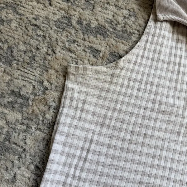 vintage Dockers 100% cotton white and beige striped collared tank top sz small - Image 8