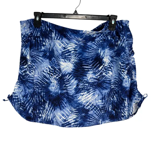Lands End Blue Tropical Palm Print Swim Skirt 24W‎ Plus Size Cinch Side 522799 - Image 8