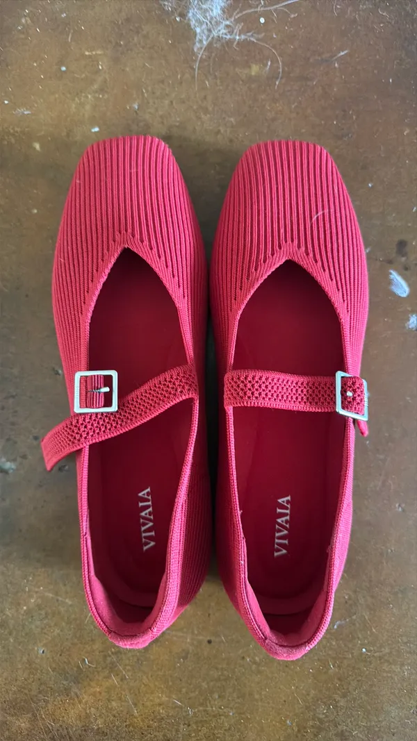 VIVAIA Red Knit Mary Jane Flats – Size 38 - Image 2