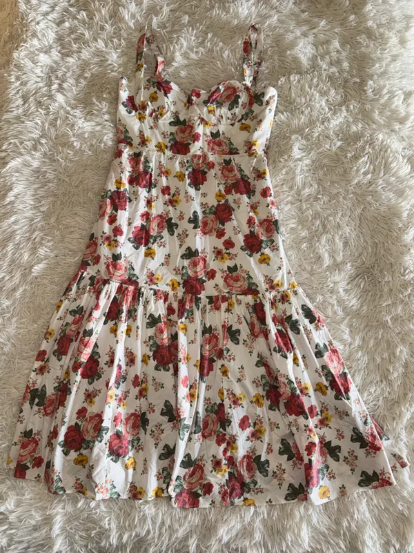 NEW HOUSE OF CB Elia Floral Sweetheart Neck Sundress Sz XL - Image 4